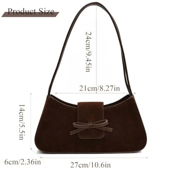 Patent Leather Hobo Bag with Bow, Shoulder Purse for Women - Picture 7 of 7